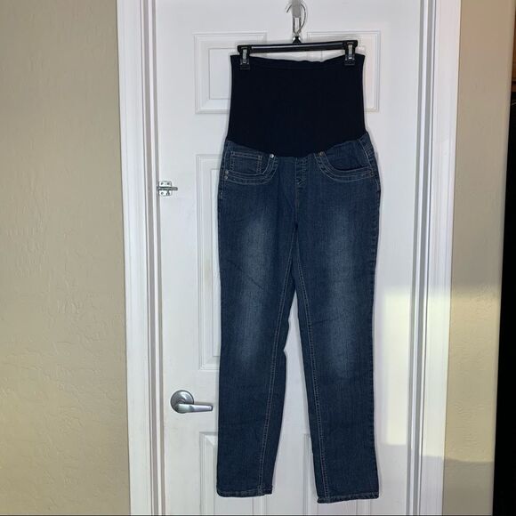 Bella Vida Maternity Jeans Size Large Full Belly Panel - Picture 1 of 8